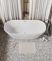 Акриловая ванна Grossman Forta GR-1503M 170x75 см, отдельностоящая, белая матовая, овальная, со сливом-переливом, с донным клапаном