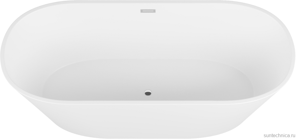 Акриловая ванна Grossman Forta GR-1503M 170x75 см, отдельностоящая, белая матовая, овальная, со сливом-переливом, с донным клапаном