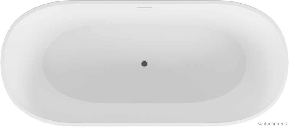 Акриловая ванна Grossman Forta GR-1503M 170x75 см, отдельностоящая, белая матовая, овальная, со сливом-переливом, с донным клапаном