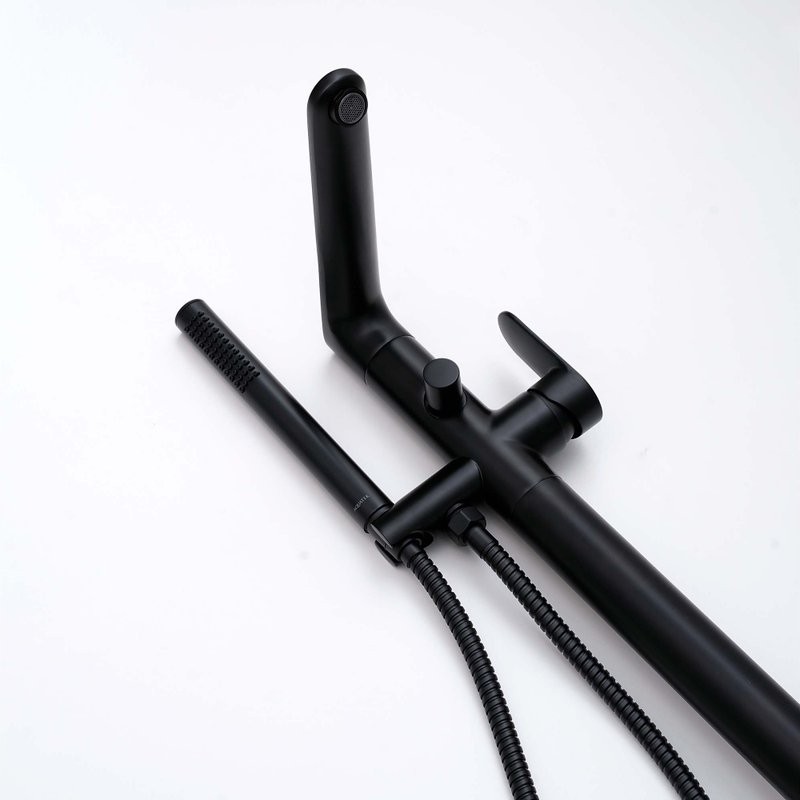 Напольный смеситель для ванны с душем AQUATEK Ника AQ1845MB С ВНУТРЕННЕЙ ЧАСТЬЮ, черный матовый