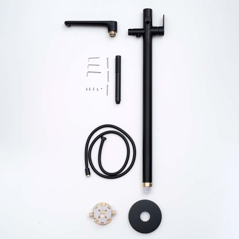 Напольный смеситель для ванны с душем AQUATEK Ника AQ1845MB С ВНУТРЕННЕЙ ЧАСТЬЮ, черный матовый