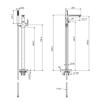 Напольный смеситель для ванны с душем AQUATEK Ника AQ1845MB С ВНУТРЕННЕЙ ЧАСТЬЮ, черный матовый