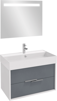 Мебель для ванной Jacob Delafon Vivienne 80 белая блестящая, серый матовый, раковина белая матовая