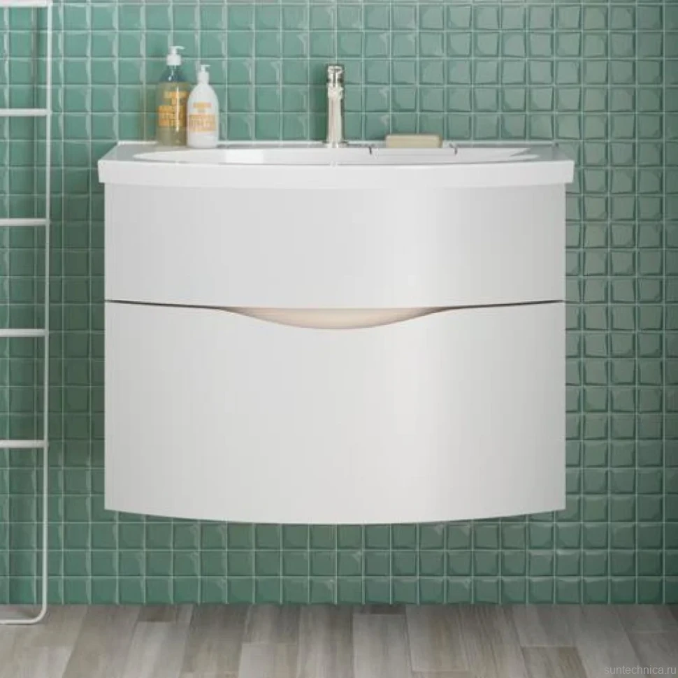 Тумба с раковиной KERAMA MARAZZI Riva 80 подвесная, белая матовая