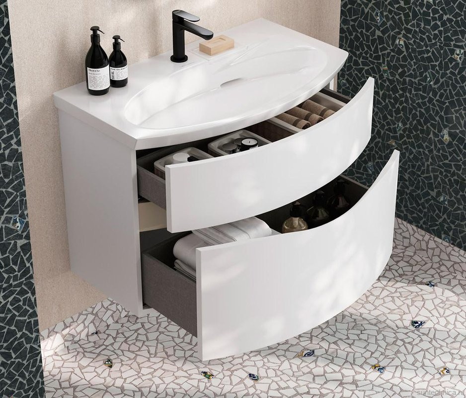 Тумба с раковиной KERAMA MARAZZI Riva 80 подвесная, белая матовая