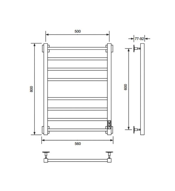 Полотенцесушитель электрический Comfysan Unico-K EC-8 80x55 см, подключение справа, слева, хром, лесенка