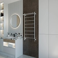 Полотенцесушитель электрический Grota App 530х1200 NM EL 120x55 см, подключение справа, слева, скрытое подключение справа, матовый хром, лесенка, с полкой