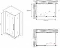 Душевой уголок Abber Schwarzer Diamant AG30150BH-S70B 150х70, профиль чёрный, стекло прозрачное
