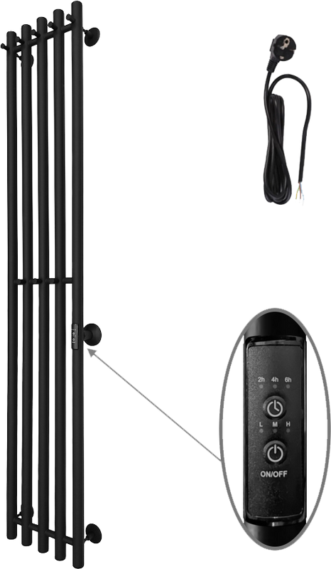 Полотенцесушитель электрический Маргроид Inaro 150х24 R, с крючками, черный матовый
