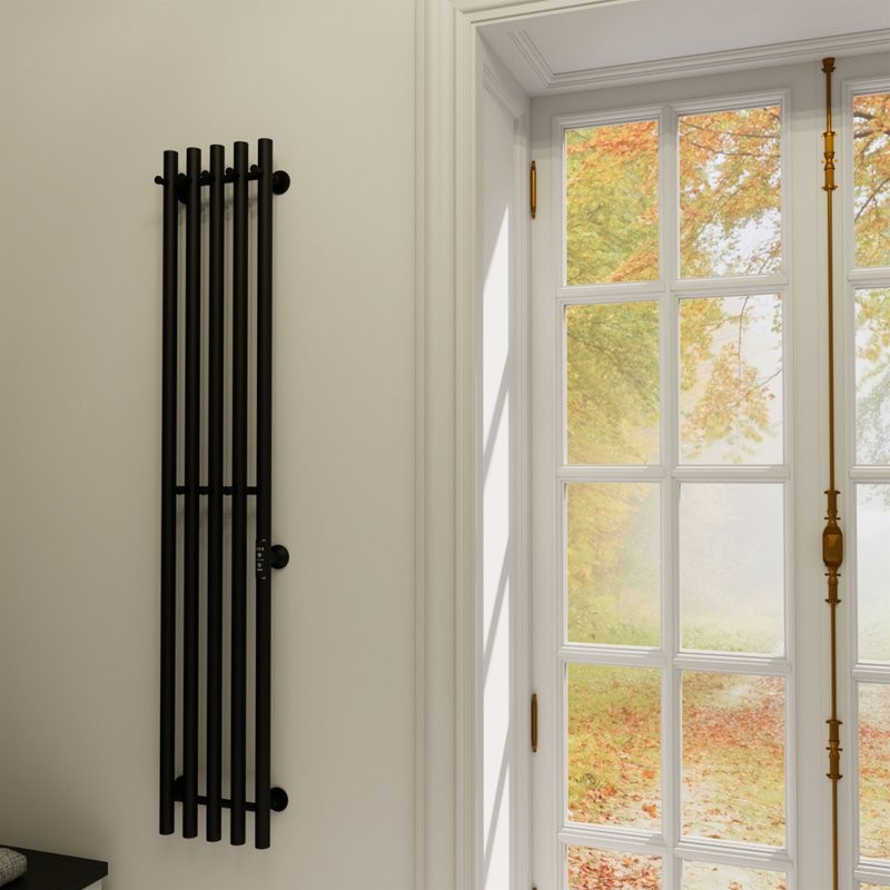 Полотенцесушитель электрический Маргроид Inaro 150х24 R, с крючками, черный матовый