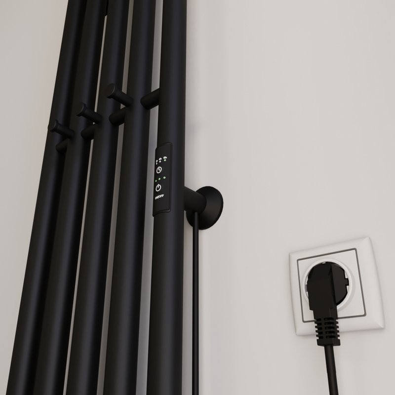 Полотенцесушитель электрический Маргроид Inaro 150х24 R, с крючками, черный матовый