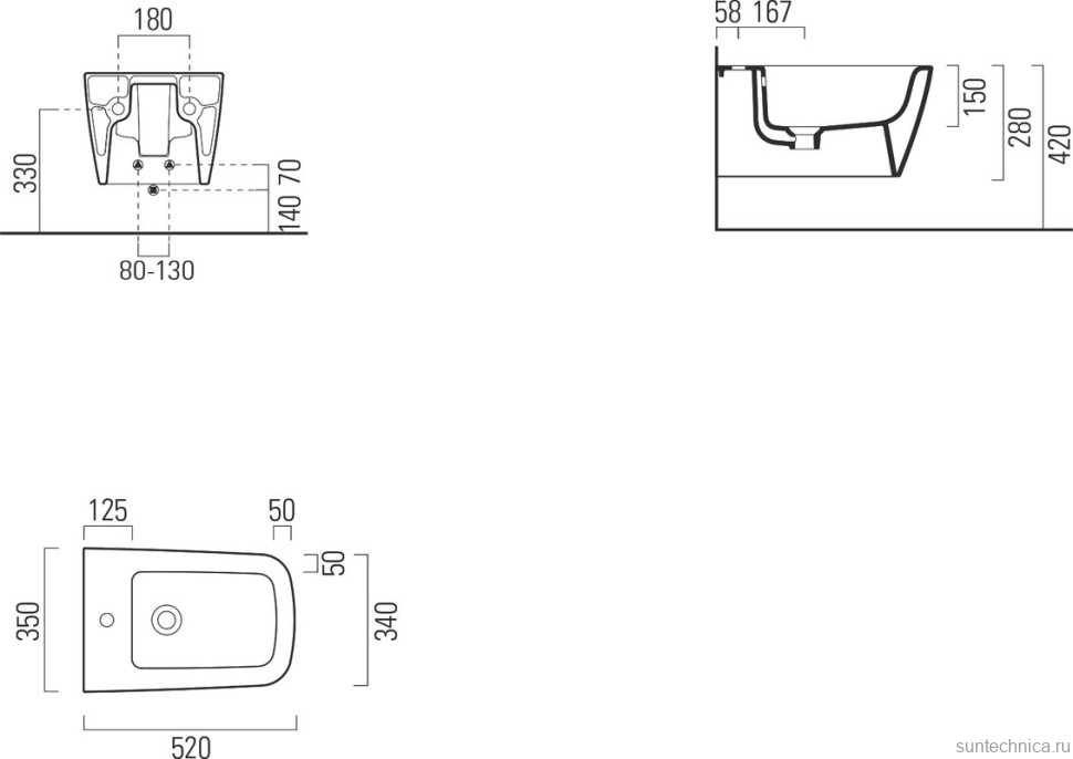 Биде подвесное GSI Nubes 9665FR5111 глянцевое белое