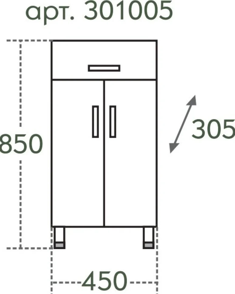 Тумба СаНта Стандарт TH 45 2 двери, 1 ящик