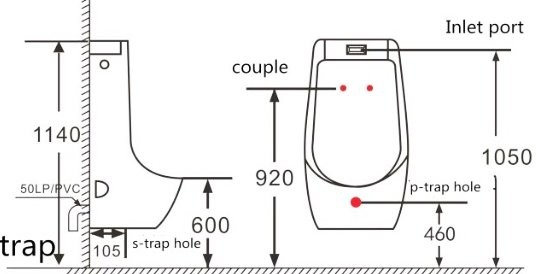Писсуар подвесной SantiLine SL-6002 сенсорный, белый, безободковый, со смывным механизмом
