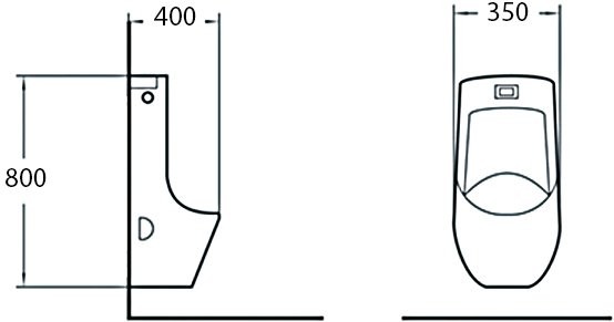 Писсуар подвесной SantiLine SL-6002 сенсорный, белый, безободковый, со смывным механизмом