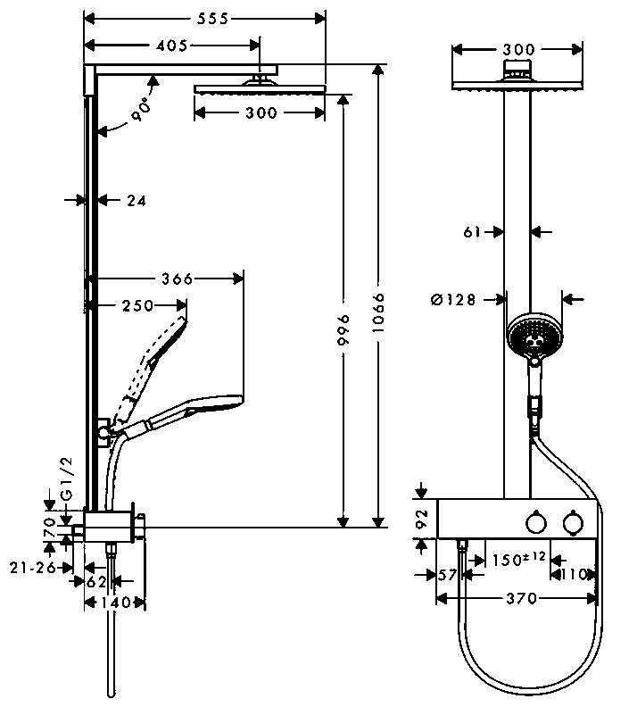 Душевая стойка Hansgrohe Raindance E 27361000 хром