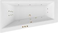 Акриловая ванна Excellent Sfera Slim Smart L 170x100 см, угловая, левая, встраиваемая, с гидромассажем, белая, асимметричная, с каркасом, со сливом-переливом, фурнитура бронза