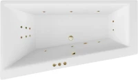 Акриловая ванна Excellent Sfera Slim Smart L 170x100 см, угловая, левая, встраиваемая, с гидромассажем, белая, асимметричная, с каркасом, со сливом-переливом, фурнитура бронза
