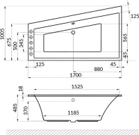Акриловая ванна Excellent Sfera Slim Smart L 170x100 см, угловая, левая, встраиваемая, с гидромассажем, белая, асимметричная, с каркасом, со сливом-переливом, фурнитура бронза