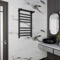 Полотенцесушитель электрический Bauedge Hotel Shelf R с полкой, 50х100, матовый черный RAL9005