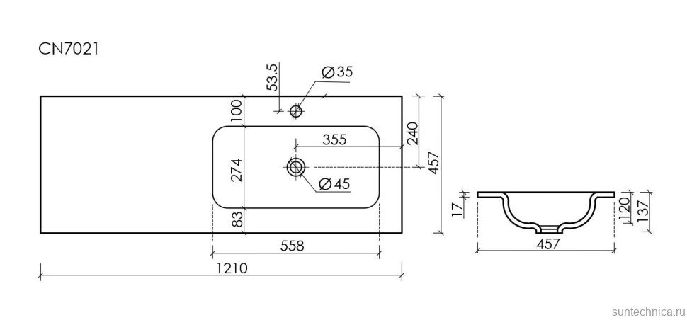 Тумба с раковиной Sancos Snob R 120 R подвесная, bianco