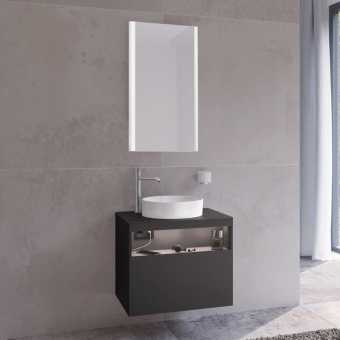 Мебель для ванной Keuco Stageline 32854 65 см, с подсветкой, розеткой и точкой зарядки USB и USB-C, вулканит