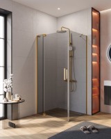 Душевой уголок Cezares Slider AH 1 100-70/80 GRIGIO BORO профиль брашированное золото, стекло серое