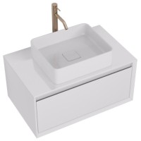 Тумба с раковиной Dreja Insight 80 подвесная, со столешницей, белый глянец