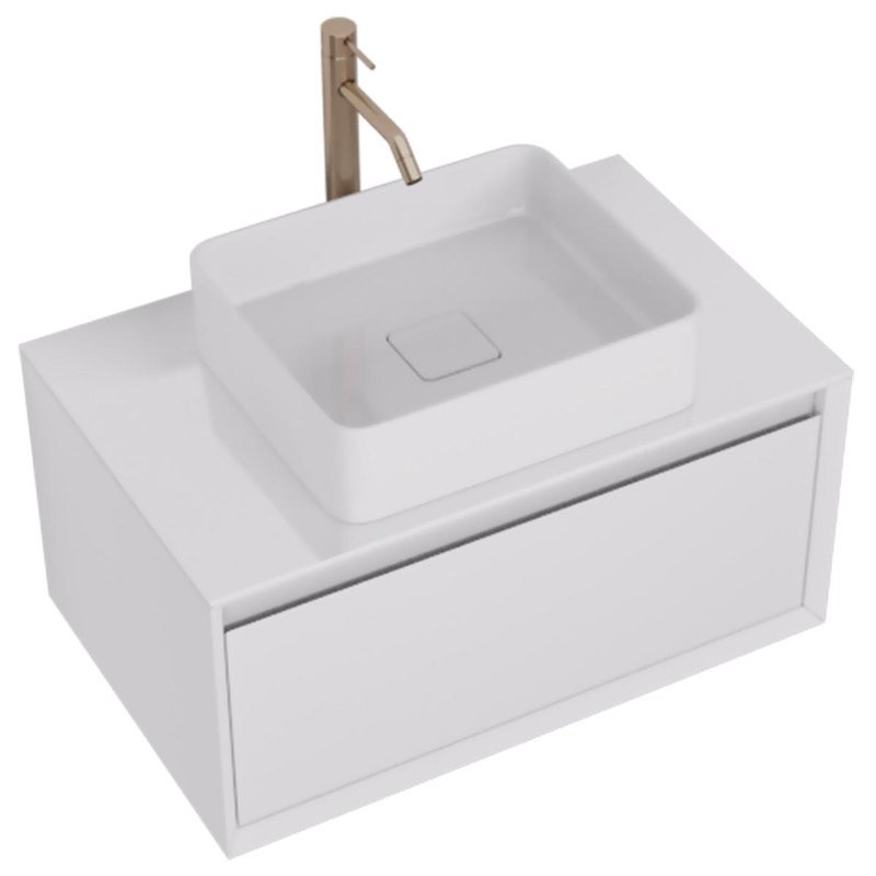 Тумба с раковиной Dreja Insight 80 подвесная, со столешницей, белый глянец