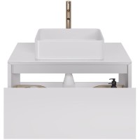 Тумба с раковиной Dreja Insight 80 подвесная, со столешницей, белый глянец