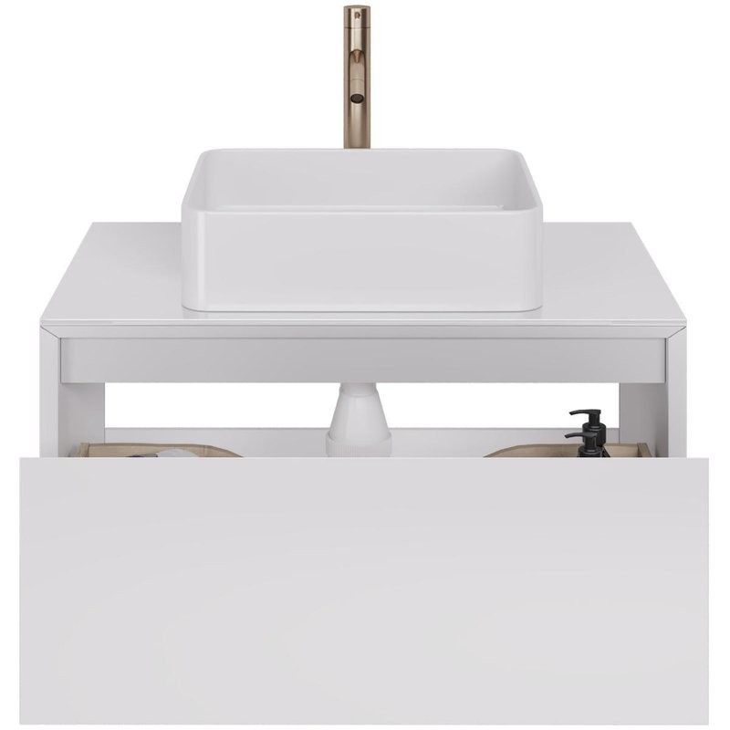 Тумба с раковиной Dreja Insight 80 подвесная, со столешницей, белый глянец