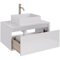 Тумба с раковиной Dreja Insight 80 подвесная, со столешницей, белый глянец