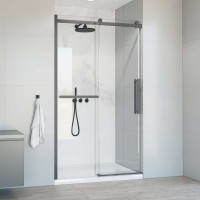 Душевая дверь в нишу Vincea Como Soft VDS-1CS130CLGM 130 см, профиль вороненая сталь, стекло прозрачное