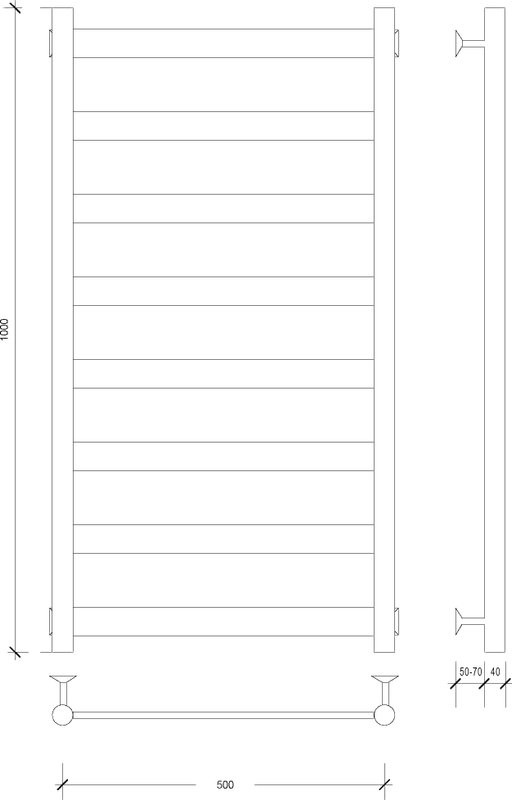 Полотенцесушитель водяной Secado Комано 2 105x55 см, матовый черный, лесенка