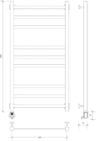 Полотенцесушитель электрический Secado Корсико 3 105x55 см, подключение слева, матовый черный, лесенка