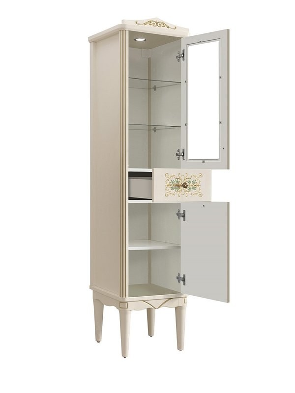 Шкаф-пенал для ванной Belux Верди П 40-01 слоновая кость, принт верди