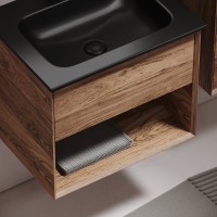 Тумба с раковиной Sancos Marmi 1.0 60 черная раковина, дуб чарльстон