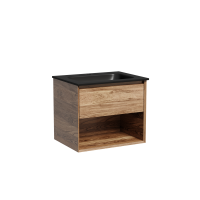 Тумба с раковиной Sancos Marmi 1.0 60 черная раковина, дуб чарльстон