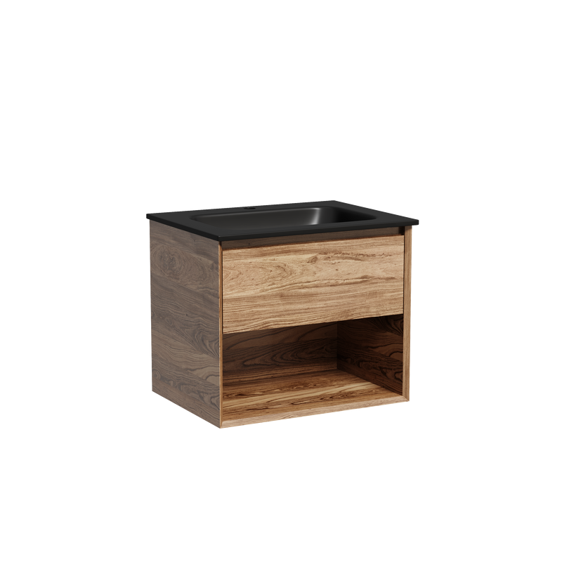 Тумба с раковиной Sancos Marmi 1.0 60 черная раковина, дуб чарльстон