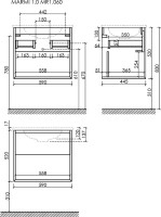 Тумба с раковиной Sancos Marmi 1.0 60 черная раковина, дуб чарльстон