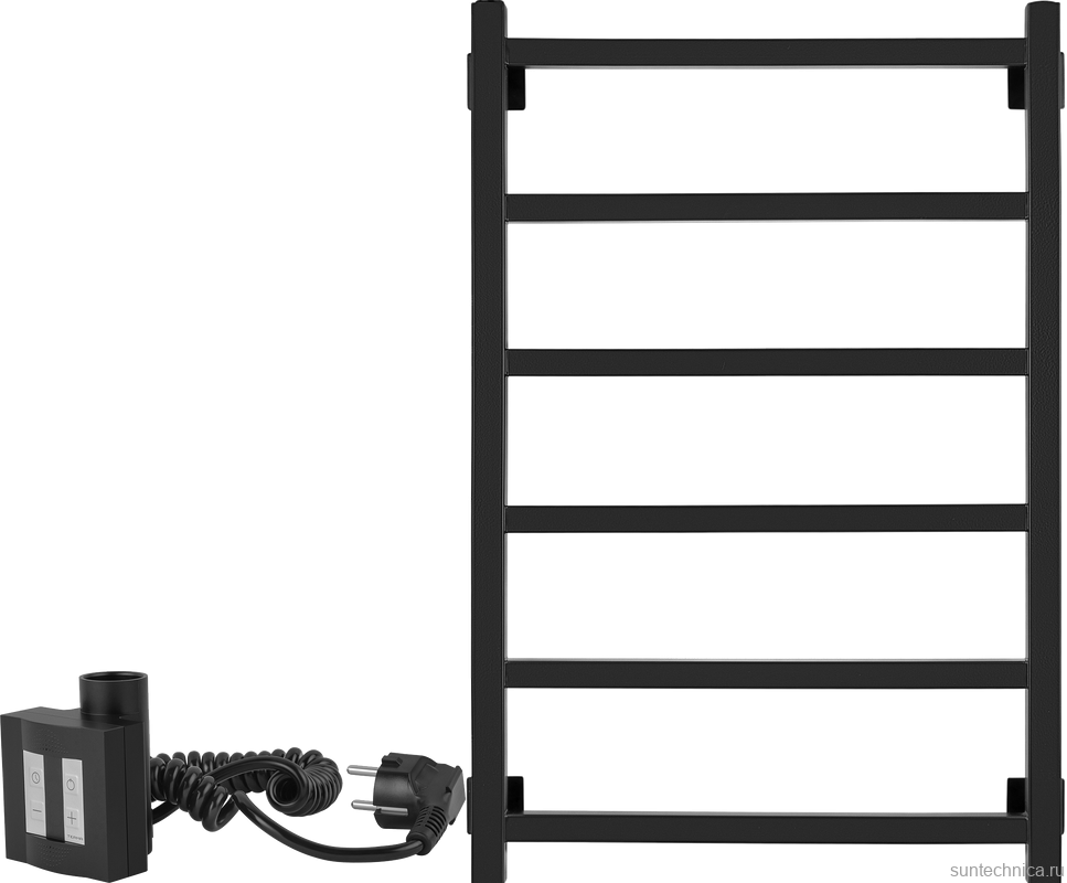 Полотенцесушитель электрический Secado Корато 1 , 80x55 см, подключение слева, матовый черный, лесенка