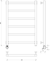 Полотенцесушитель электрический Secado Корато 1 , 80x55 см, подключение слева, матовый черный, лесенка