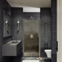 Душевая дверь в нишу Maybahglass MGD-442-5 99 см, профиль матовый хром, стекло бронза матовая