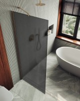 Душевая перегородка Maybahglass MGD-687-2ш 119 см, профиль бронза, стекло графит матовое
