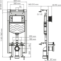 Система инсталляции для унитазов Wasserkraft Dinkel 58TLT.010.ME.BN03 с кнопкой смыва никель