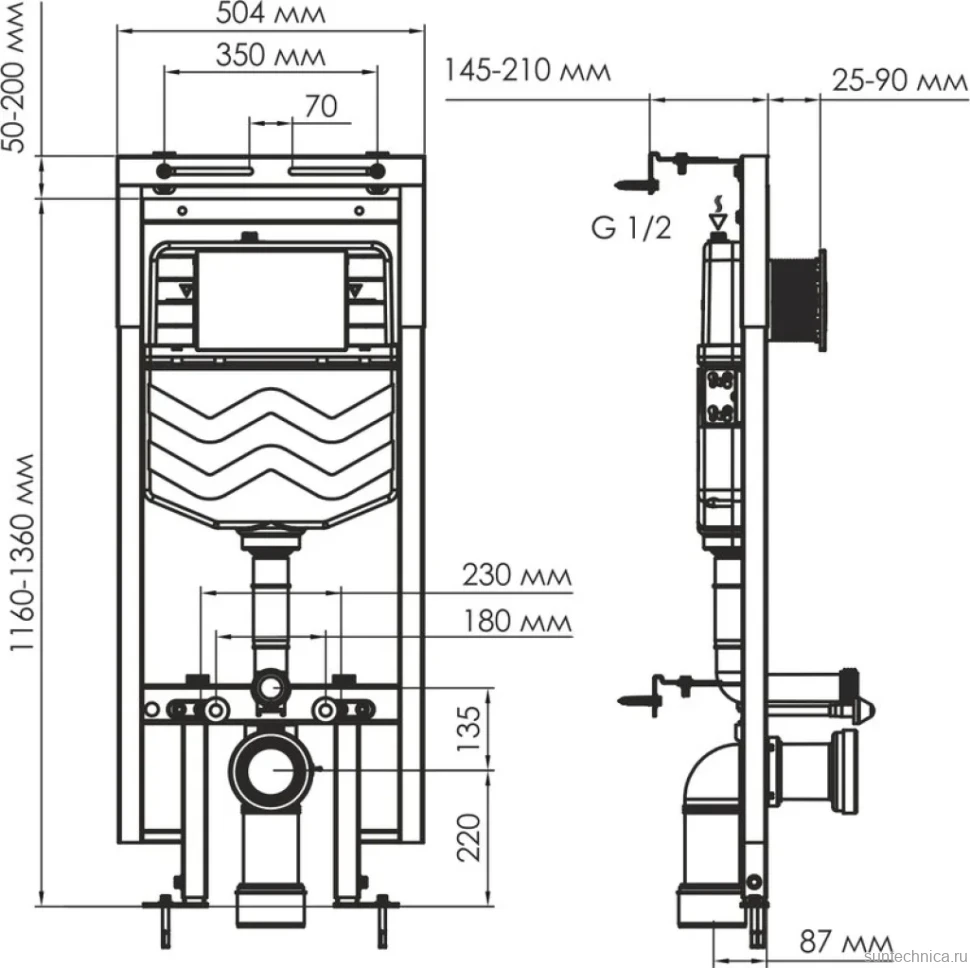 Система инсталляции для унитазов Wasserkraft Dinkel 58TLT.010.ME.BN03 с кнопкой смыва никель