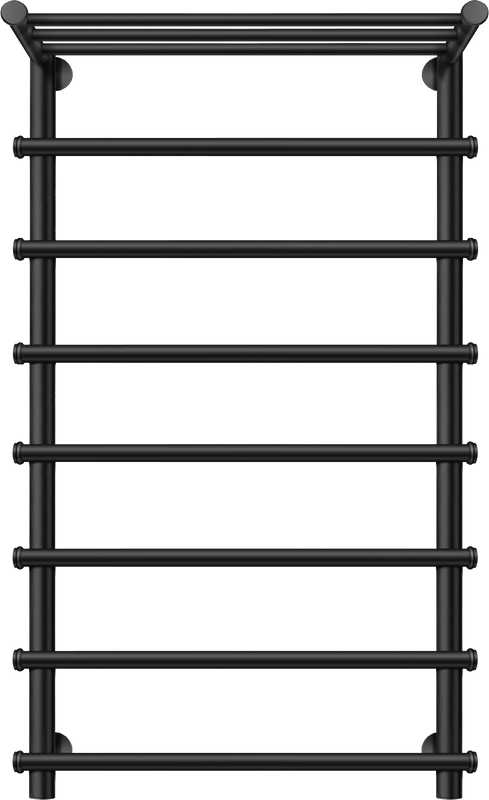 Полотенцесушитель водяной Secado Турин 1 СП 100x55 см, матовый черный, лесенка, с полкой