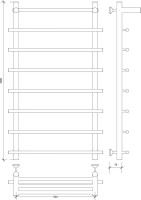 Полотенцесушитель водяной Secado Турин 1 СП 100x55 см, матовый черный, лесенка, с полкой