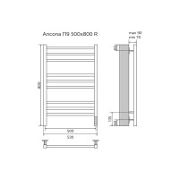 Полотенцесушитель Azario ANCONA 500/800 электрический ЧЕРНЫЙ R 9 кв. пер.