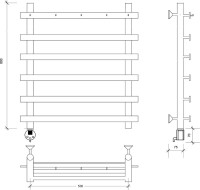 Полотенцесушитель электрический Secado Понтида 1 K, L 80x60 см, подключение слева, матовый черный, лесенка